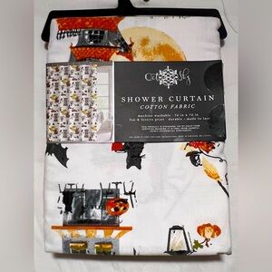 NWT October Sky Fabric Shower Curtain with Fall Design | Autumn | Harvest Home
